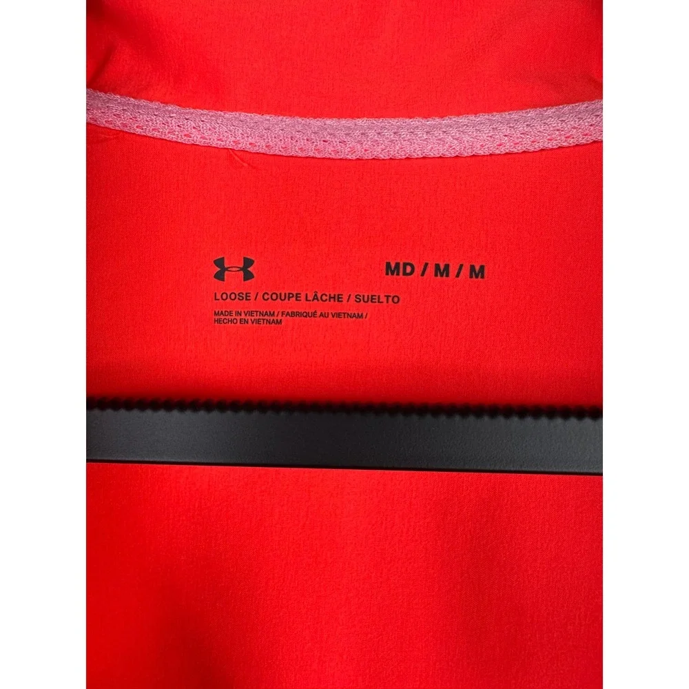 Under Armour Womens Pink Orange Colorblock Half Zip Pullover Windbreaker Jacket